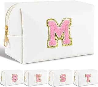Personalized Initial Makeup Bag - Trendy Stuff for Teen Girls & Friends - Cute Graduation Gifts for Teenage Women & Bridesmaids (M)