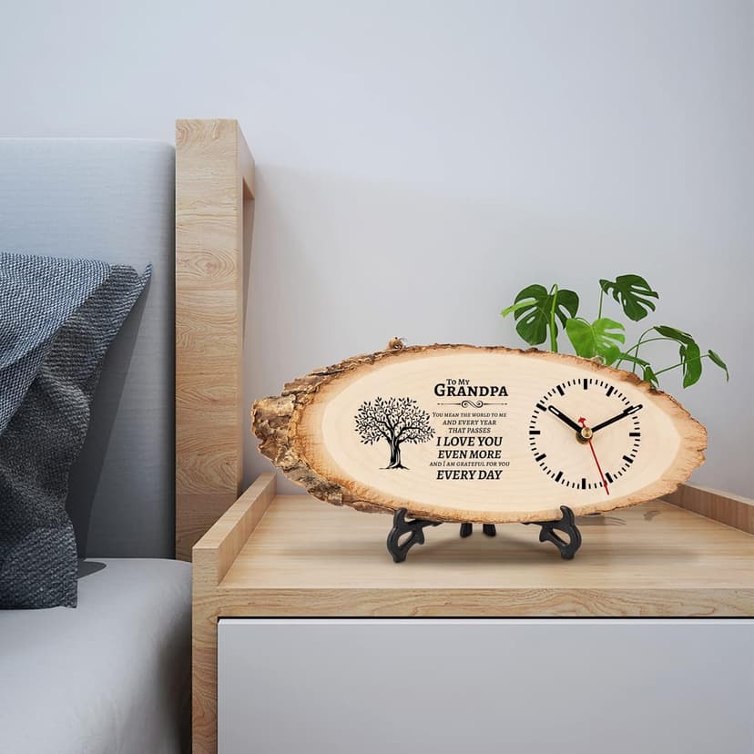 BeauGift Gifts for Grandpa Wooden Clock, Birthday Gifts for Grandpa from Granddaughter Grandchild, Best Grandpa Ever Gifts to My Grandpa Gifts