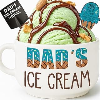 Funny Dad Birthday Gifts from Daughter Son, Novelty Christmas Dads Gift for Daddy Dada Father StepDads, Unique New Dad gifts from Wife, Dad's Ice Cream Bowl Presents Set