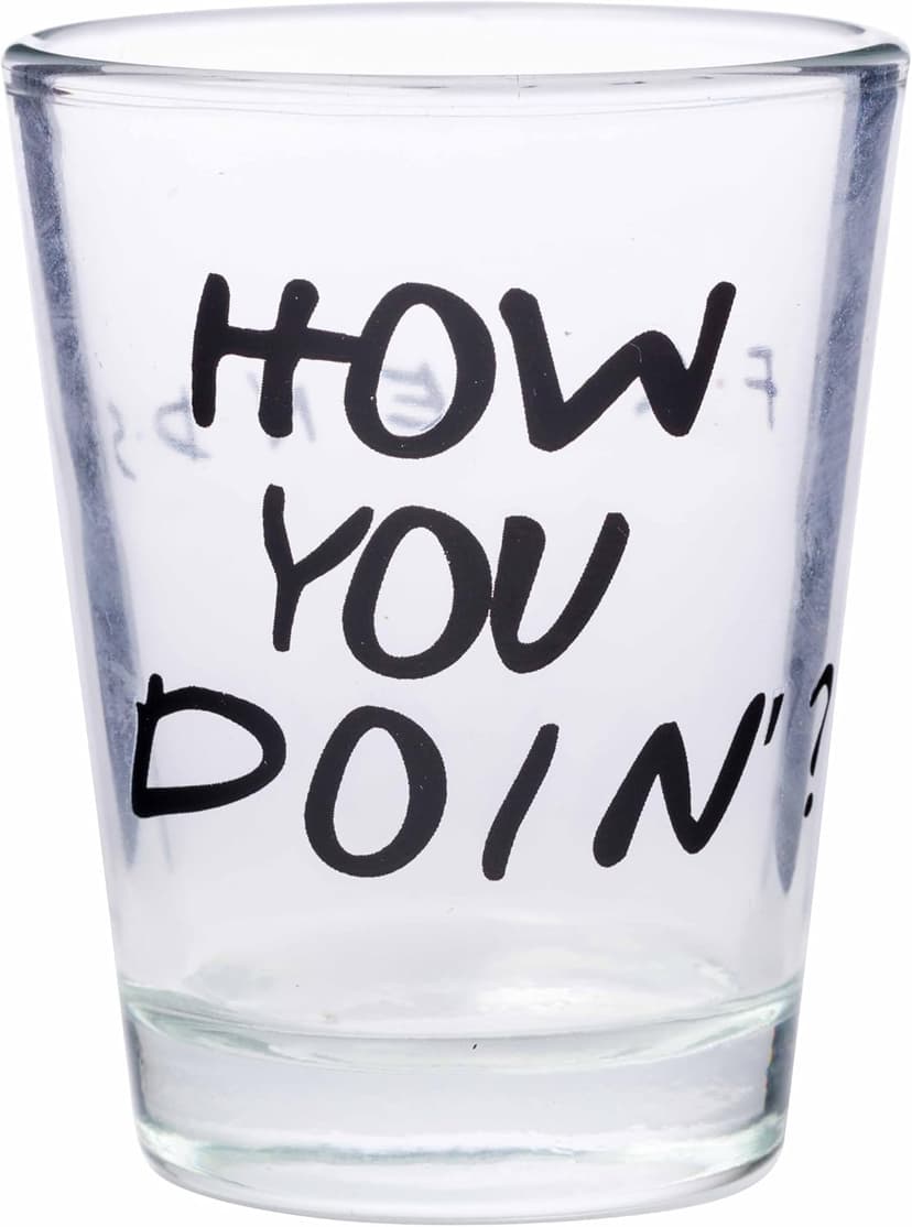 Silver Buffalo Friends Iconic Quotes "You're My Lobster," "How You Doin'" "Pivot," and "We Were On A Break!" 4 Pack Mini Glasses, 1.5 Ounces