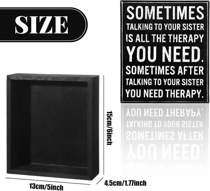 Jetec Funny Sister Gifts Sometimes Talking to Your Sister Is All the Therapy You Need Wood Sign 5.9 x 5.1 Inch Funny Plaques with Sayings Decorative for Christmas Home Decor
