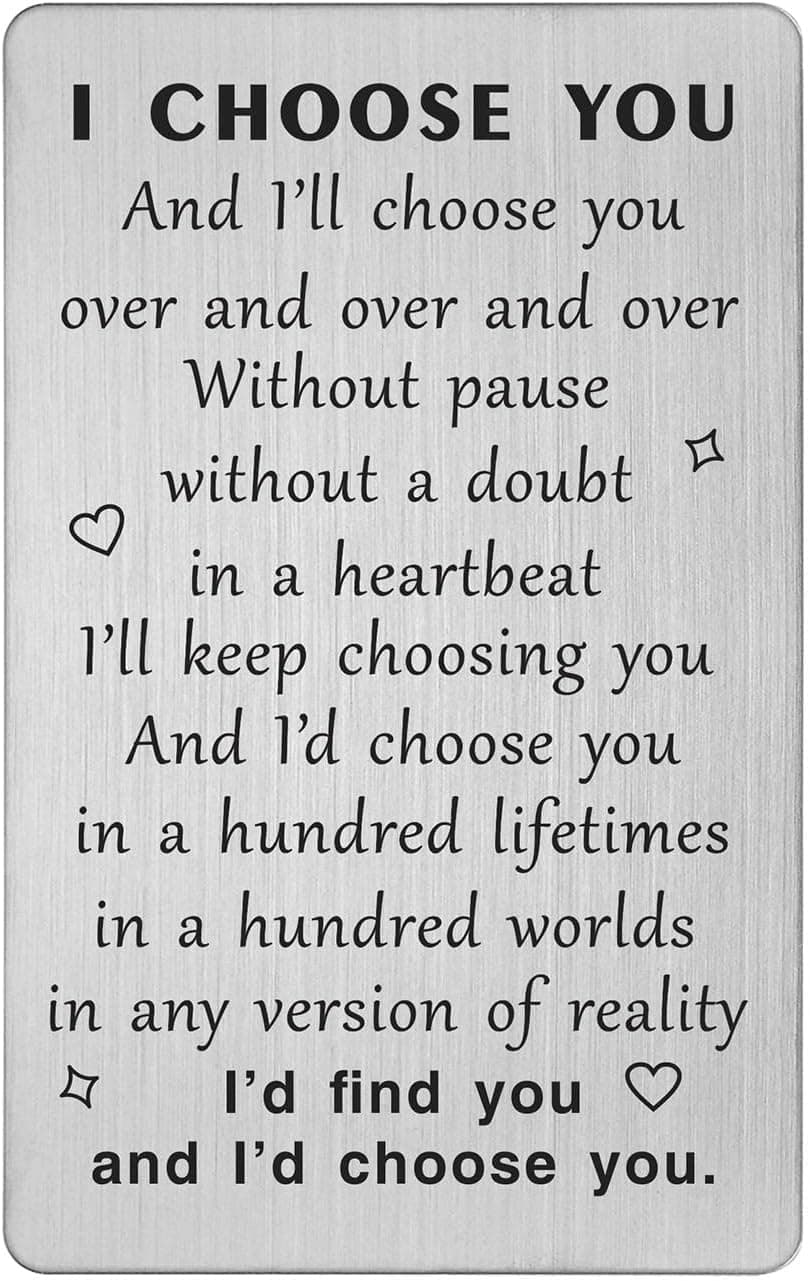 TANWIH I Choose You Wallet Card for Him, Wedding Gifts for Groom from Bride, Fiance Gifts for Him, To My Husband On Our Wedding Day, I Love You Card for Men, Engagement, Valentines Day