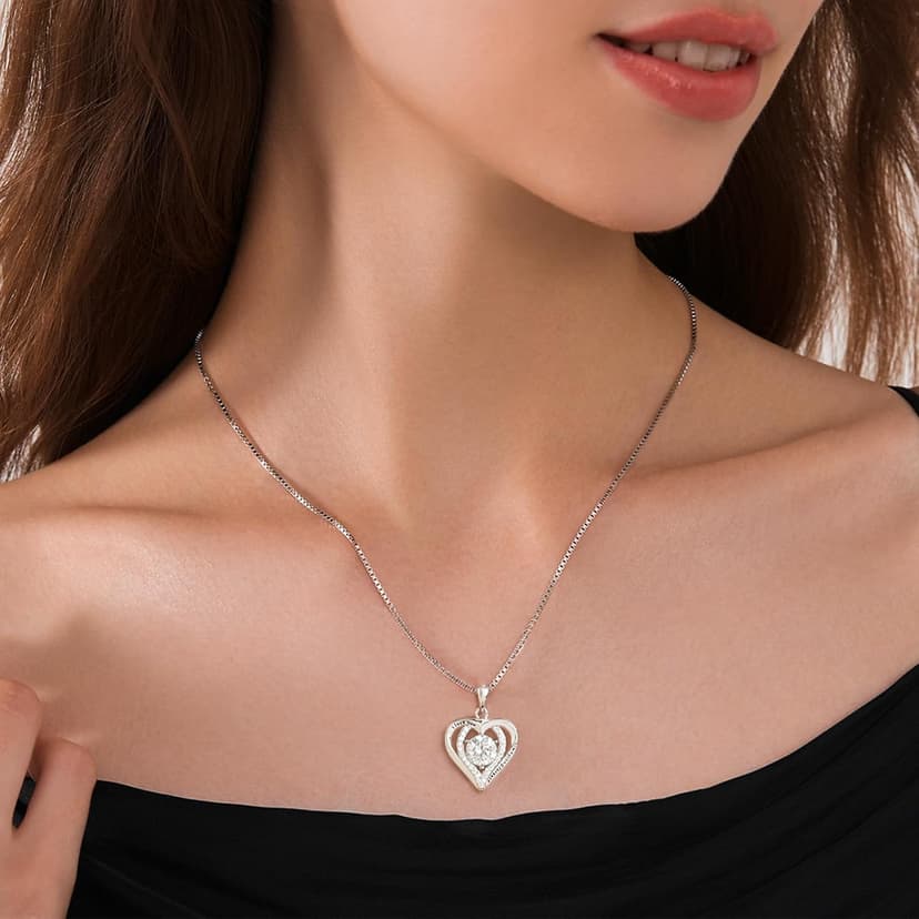 Moissanite Necklace for Women, 1-3 Carat Heart Pendant Necklace, 925 Sterling Silver, Anniversary Present for Wife, Women, Birthday Gifts for Wife, Jewelry Gifts for Christmas, Valentine's Day