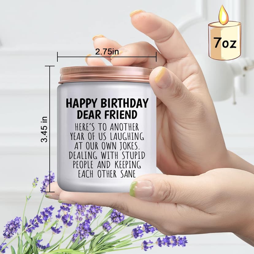 Happy Birthday Gifts for Women - Funny Gift for Best Friend Coworker Classmate Bestie Present Lavender Candle