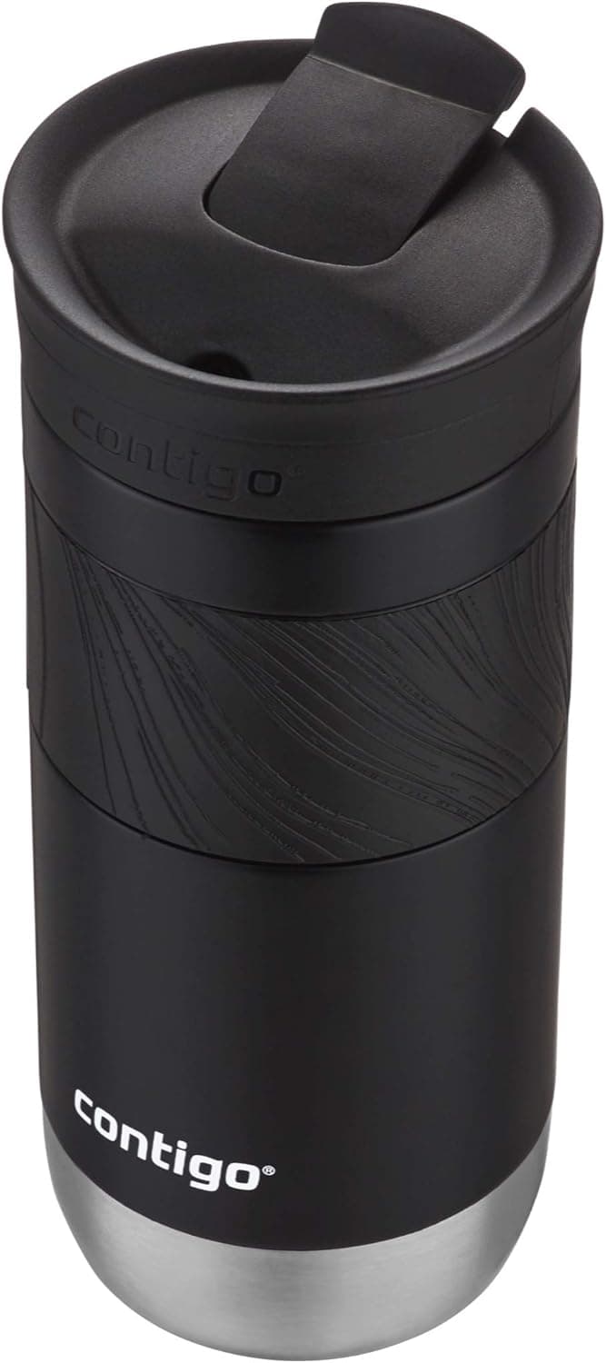 Contigo Byron Vacuum-Insulated Stainless Steel Travel Mug with Leak-Proof Lid Reusable Coffee Mug or Water Bottle BPA-Free 16oz Licorice Keeps Beverages Hot for 6 Hours or Cold for 12 Hours