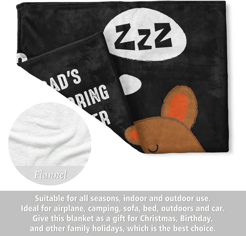 Niyewsor Blanket Gifts for Dad, Funny Dad's Snoring Corner Blanket, Dad Birthday Gift from Daughter Son, Present for Father/Daddy/Stepdad on Fathers Day, Christmas, 60"x50"