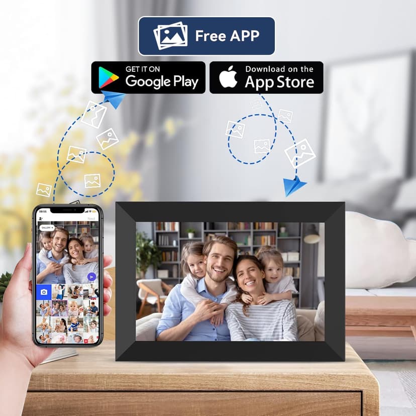 MEZED 10.1'' Digital Picture Frame，Smart Digital Photo Frame with 1280x800 IPS Touch Screen, Auto-Rotate and Slideshow, Easy Setup to Share Moments Via APP from Anywhere Anytime