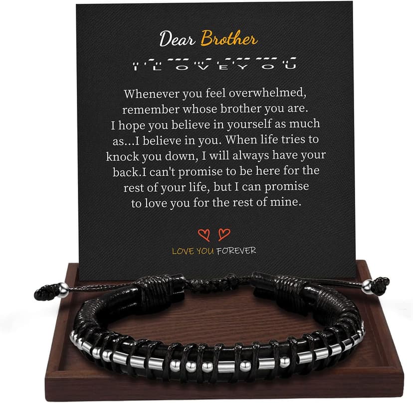 Inspirational Gifts for Men Morse Code Bracelets Mens Bracelets Graduation Gifts for Him Fathers Day Adjustable Leather Bracelet Motivational Birthday Annivesary Jewelry Stocking Stuffers for Men
