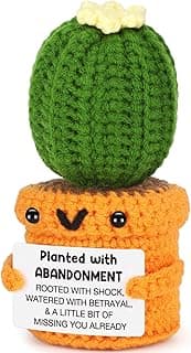 Funny Retirement Gift for Woman Men, Coworker Farewell Leaving Going Away Goodbye Gift for Women Coworker Boss Friend Teacher, Moving Away Off to College, Crochet Abandonment Cactus Decroration Card