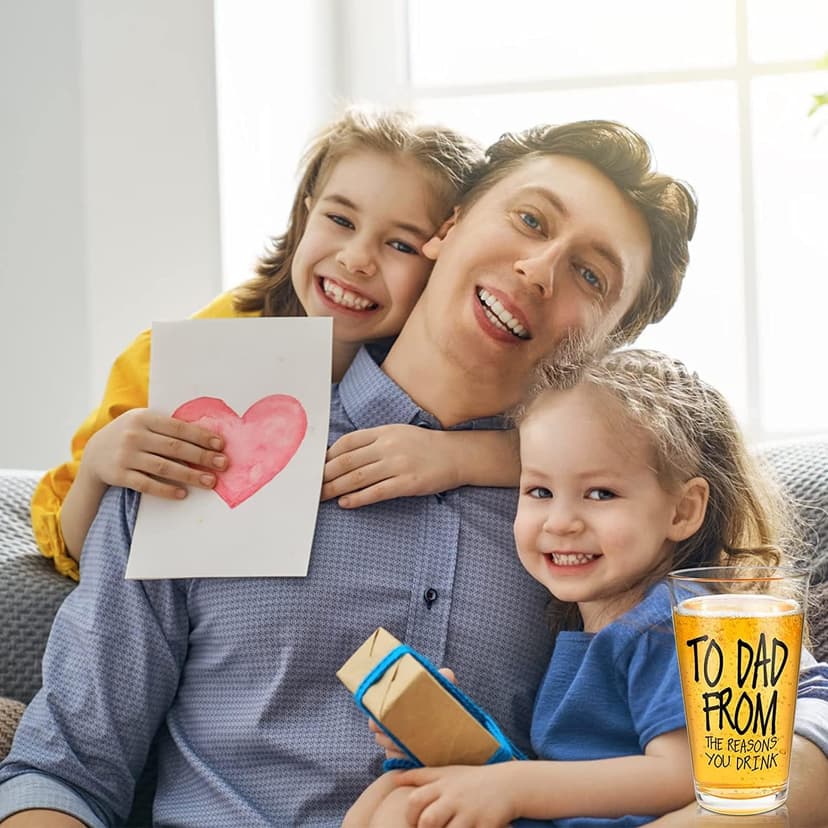 Gifts for Dad,16 OZ Funny Beer Glass Stocking Stuffers for Men,Fathers Day Dad Gifts from Daughter Son Wife,Birthday Anniversary Retirement Valentines Day Presents for Him Husband