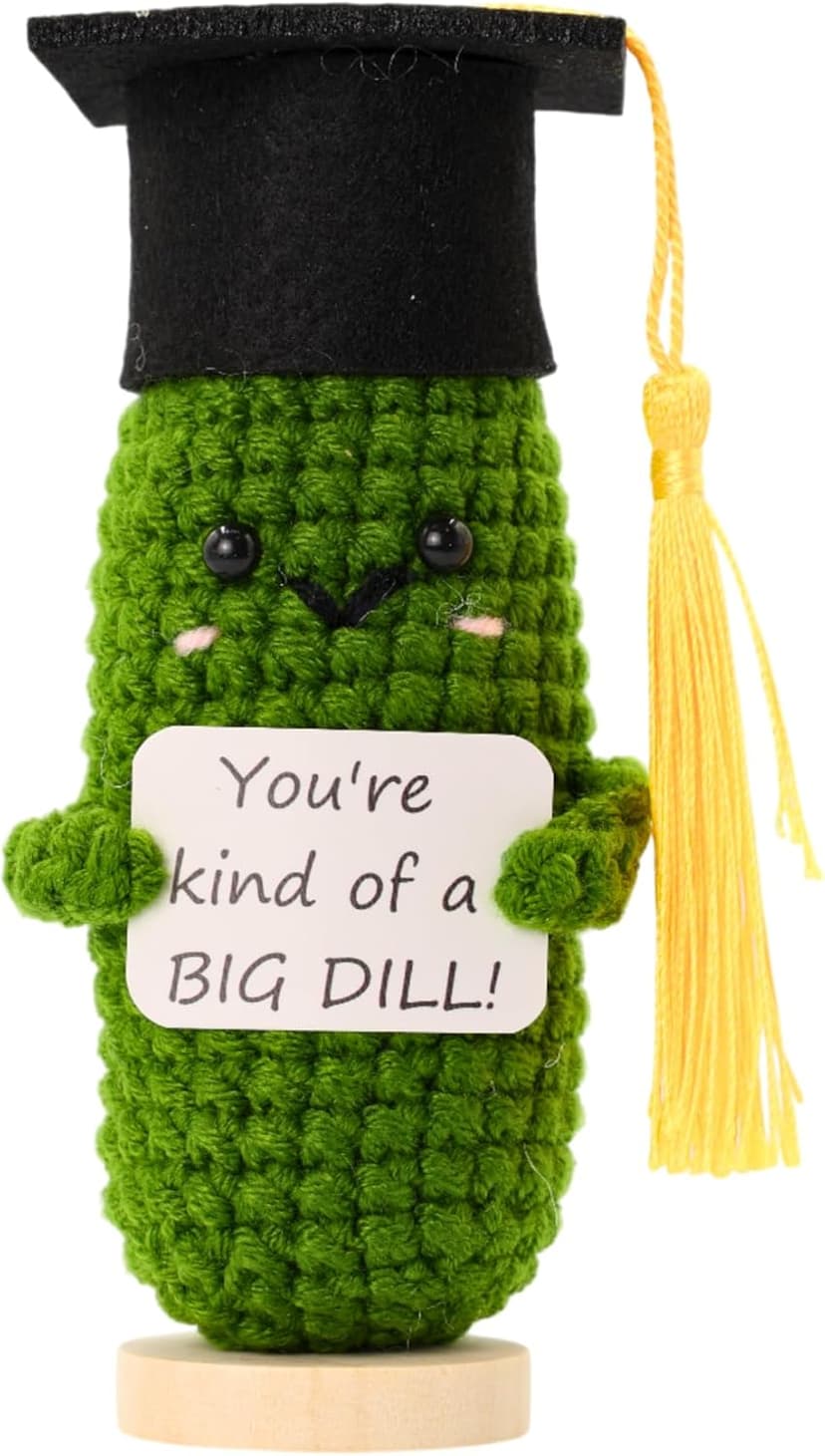 Graduation Gifts Big Dill Pickle with Stand. Supportive Gifts for PHD, College, High School. Dorm Room Desk Decor Keepsake. Funny Gag Gift
