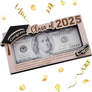 Graduation Gifts 2025 Money Holder, Wooden Graduation Money Cash Envelope Box for Class of 2025 Senior College University Graduates Holiday Christmas Gifts