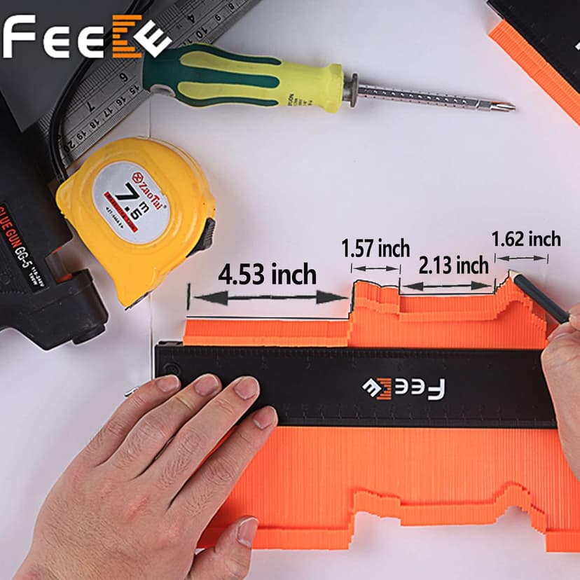 Contour Gauge (12 Inch) with Lock Profile Tool, Christmas Gifts for Men Dad Husband Him Super Contour Duplicator Men Gifts Woodworking Tools Carpenter Tools Construction Outline Angle Measuring Tool
