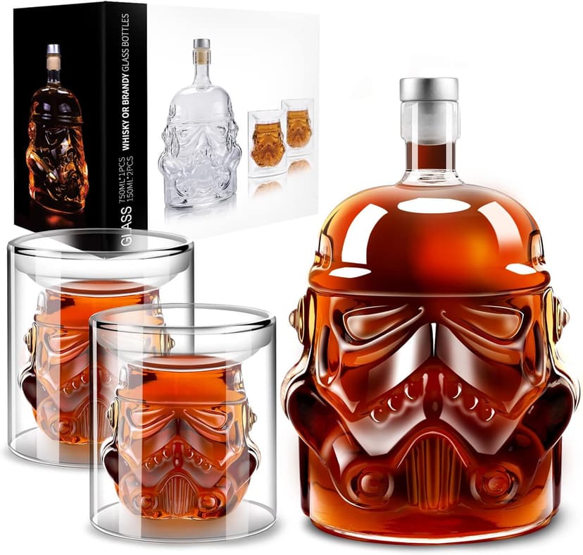 Whiskey Decanter Set Transparent Creative with 2 150ml Glasses, Whiskey Carafe for Brandy,Scotch,Vodka,Gifts for Dad,Husband,Boyfriend
