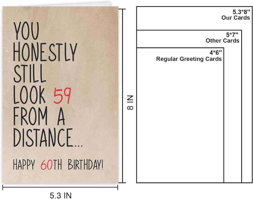 Funny 60 Year Old Birthday Card, Humorous 60th Birthday Card for Dad Mom Husband Wife Grandpa Grandma Friend, Ideal Born In 1965 Card for Him Her