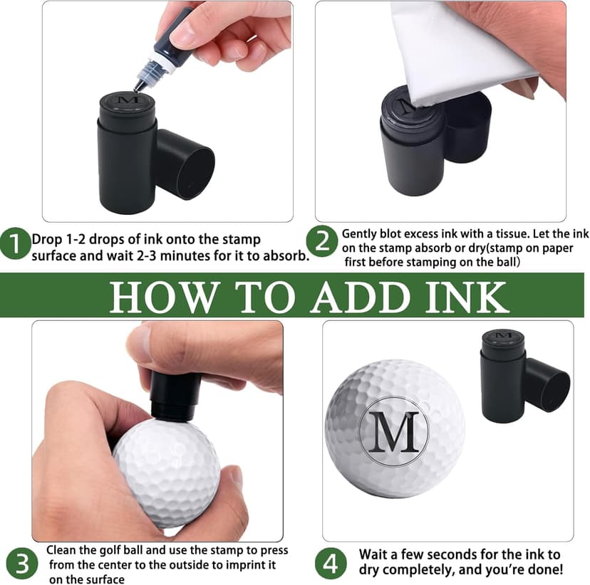Personalized Golf Ball Stamp 12mm/0.47" Custom Golf Balls Stamper with Name Logo Monogram Initials Text Customized Self-Inking Stamp Marker Gifts for Men Golfer Dad Husband Boyfriend