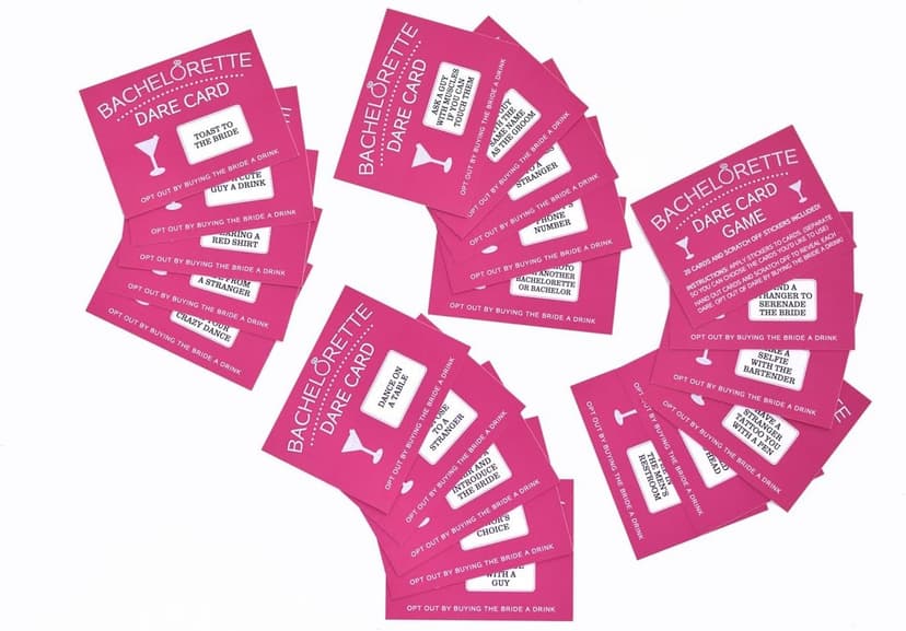 Printed Party Bachelorette Dare Card Scratch Off Game, Girls Night Out, 20 Cards