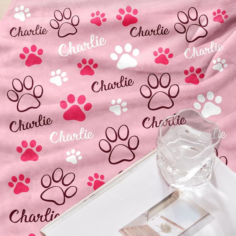 Personalized Dog Blanket, Customized Pet Blankets with Name Picture, Throw Blanket for Small Medium Large Dog Puppy Cat