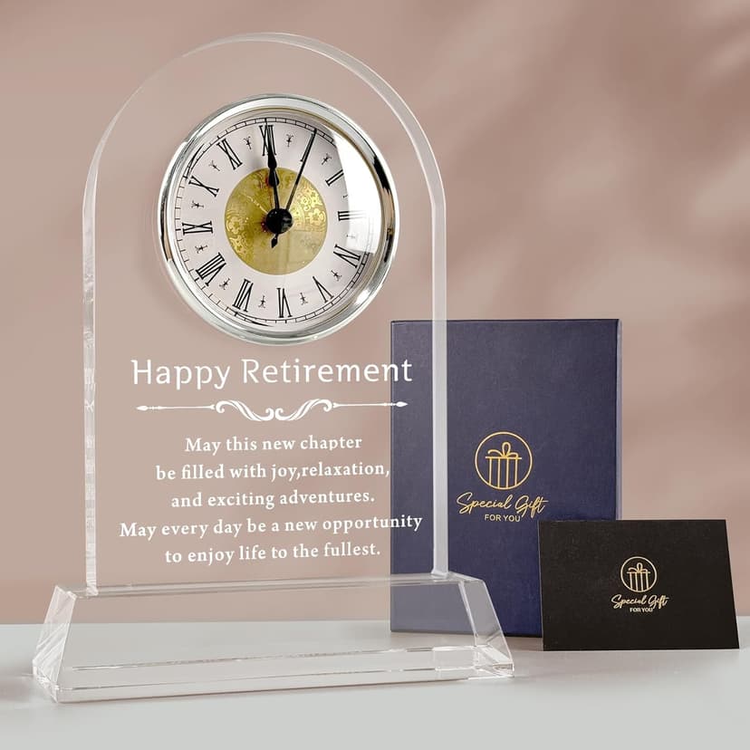 L.Karde Retirement Gift for Women Men Coworker Desk Clock K9 Crystal Keepsakes Retired for Friend Boss for Dad