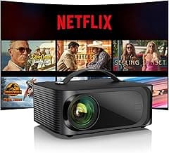 [1200 ANSI/Auto Focus/Built-in APPs] Outdoor-Projector-4K with Wifi6 and Bluetooth, Smart TV OS & DoIby, Portable Projector with Netflix/YouTube/PrimeVideo, ONOAYO 1080P Proyector with 300 ''Display