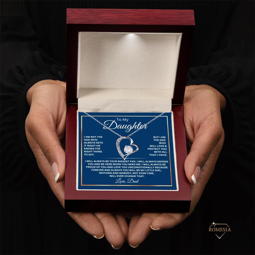 To My Daughter Necklace From Dad With Heartfelt Message, Daughter Birthday Present From Dad, Jewelry Gifts For Graduation for Her From Mom or Daddy, 14K Pendant