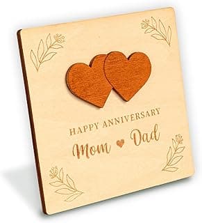Happy Anniversary Card for Parents - Wood Parents Anniversary Card Gifts from Daughter Son, Wedding Gifts Anniversary for Parents, Anniversary Cards Gift for Mom and Dad