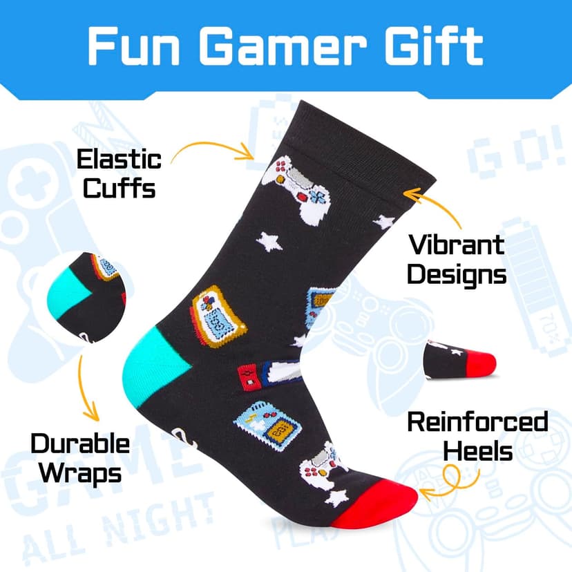Gamer Gifts for Teens Boys - Baseball Hockey Football Basketball Gifts, Gaming Socks for Adult, Kids 4-18 Years