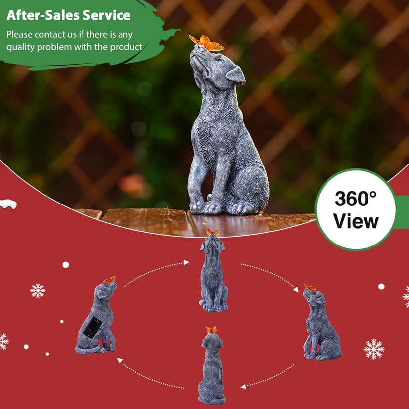 Goodeco Dog Statue with Solar Butterfly - Ideal Gifts for Dad, Mom or Birthdays, Beautifully Crafted Outdoor Decorations to Wow Your Guests