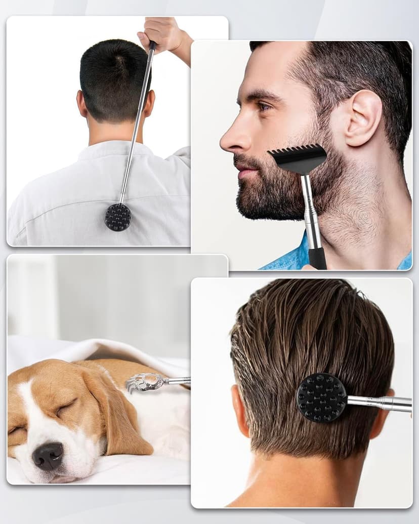 TUKUOS Telescoping Back Scratcher with 4Pcs Detachable Scratching Heads, Fathers Day Dad Gifts for Men Back Scratcher for Men/Dad/Women