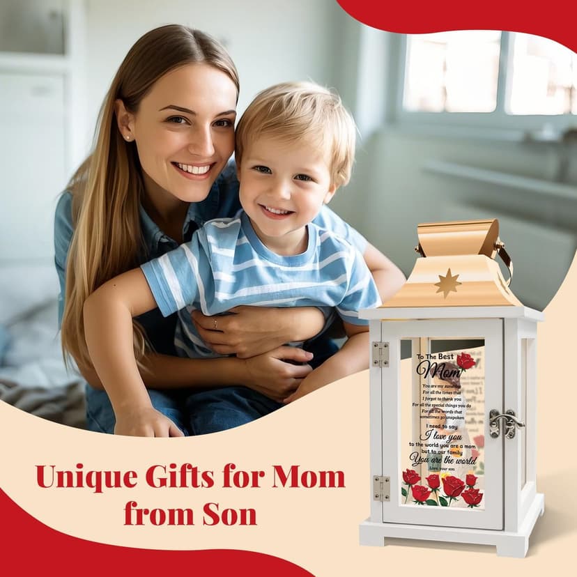 Mothers Day Birthday Gifts for Mom from Son, Mom Gifts from Son - Happy Birthday, Christmas, Valentine's Day Gifts Mom Son Figurine Lantern