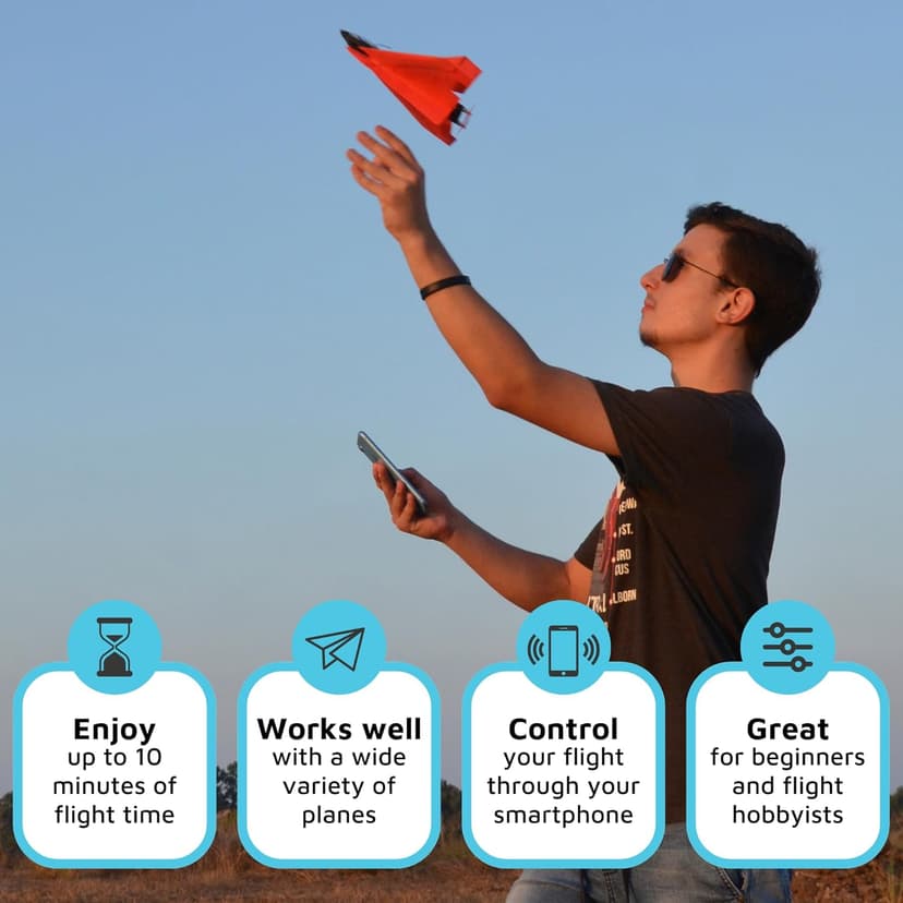 POWERUP 4.0 The Next-Generation Smartphone Controlled Paper Airplane Kit, RC Controlled. Easy to Fly with Autopilot & Gyro Stabilizer. for Hobbyists, Pilots, Tinkerers.