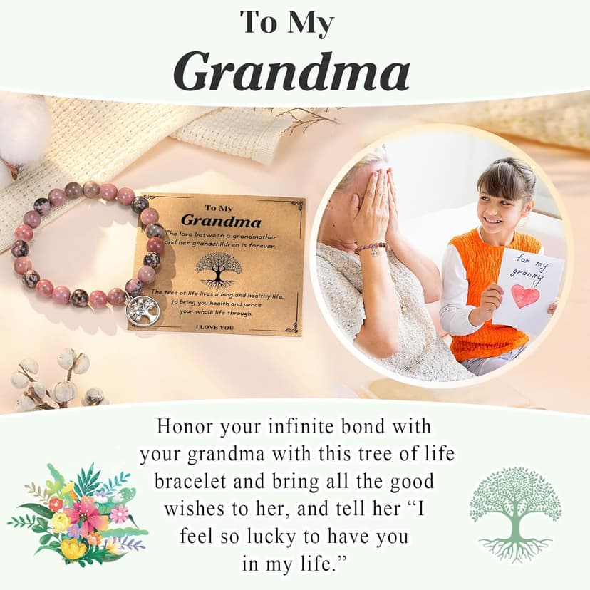 UNGENT THEM Tree of Life Bracelet for Women, Gifts for Grandma, Nana, Mother in Law, Mom, Gigi, Mimi, Aunt, Sister in Law, Teacher, Birthday Christmas Wedding Mothers' Day Gifts