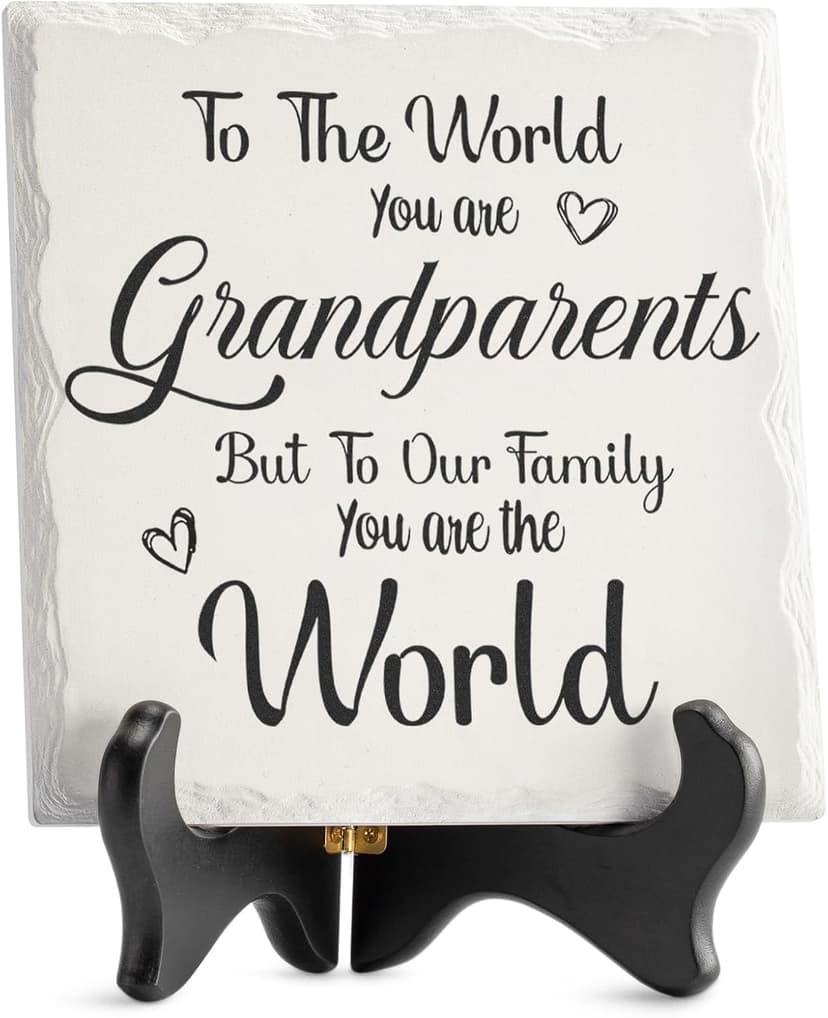 LukieJac Grandparents Gifts from Grandkids Ceramic Plaque for Grandpa & Grandma Gift Ideas Home Decor, Thanksgiving, Christmas, New Year, Grandparents Day, Wedding Anniversary and Birthday Gifts