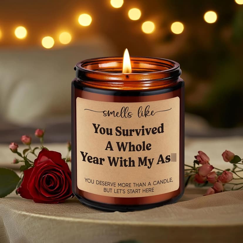 GSPY Scented Candle, 1st Anniversary Candle Gifts for Boyfriend, Girlfriend - 1 Year Paper Anniversary Happy Gifts for Couple, Him, Her - First, One Year Wedding Anniv. Presents for Husband, Wife
