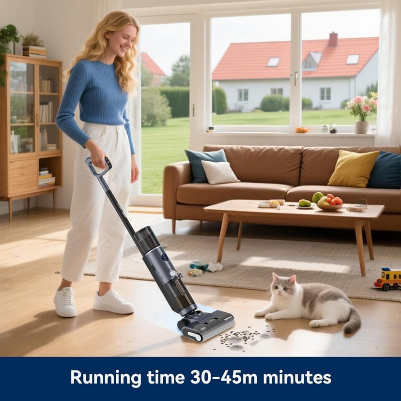 JONR ED12 PRO Wet Dry Vacuum Cleaner,Vacuum Mop, Three Sided Cleaning,Hot Water Self-Cleaning,Hot Air Drying,Tangle-Free,Smart Hard Floor Cleaner Machine with Powerful Suction