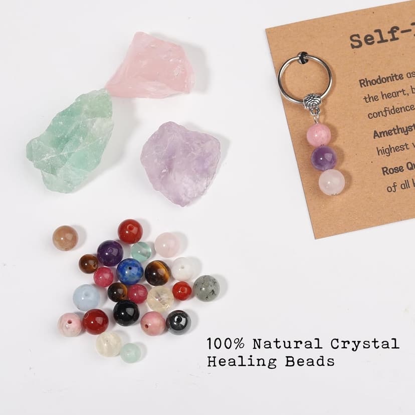 Natural Crystals Keychain Gift for New Beginnings, Small Healing Stones Keychain for Anxiety Relief. Healing Crystals