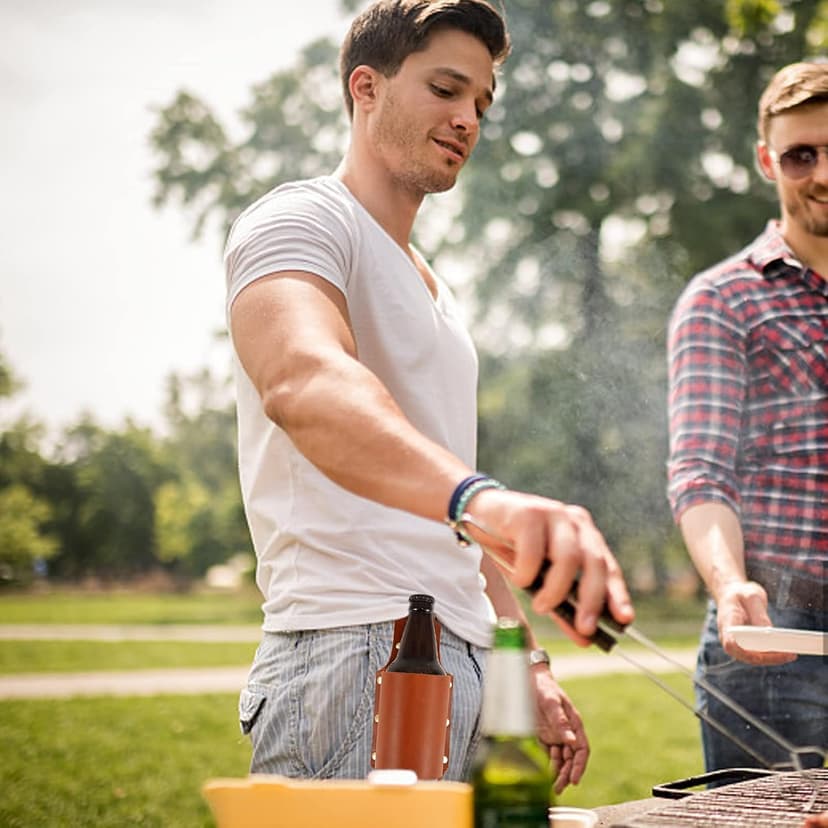 Beer Holder,Leather Beer Holster Bottle Holders,Beer Belt Holder Beer Gifts for Men,BBQ/Grilling Gifts for Men Father Day Christmas Gifts,Cool Beer Accessories as Cowboys Gift Holster,Gadgets for Men