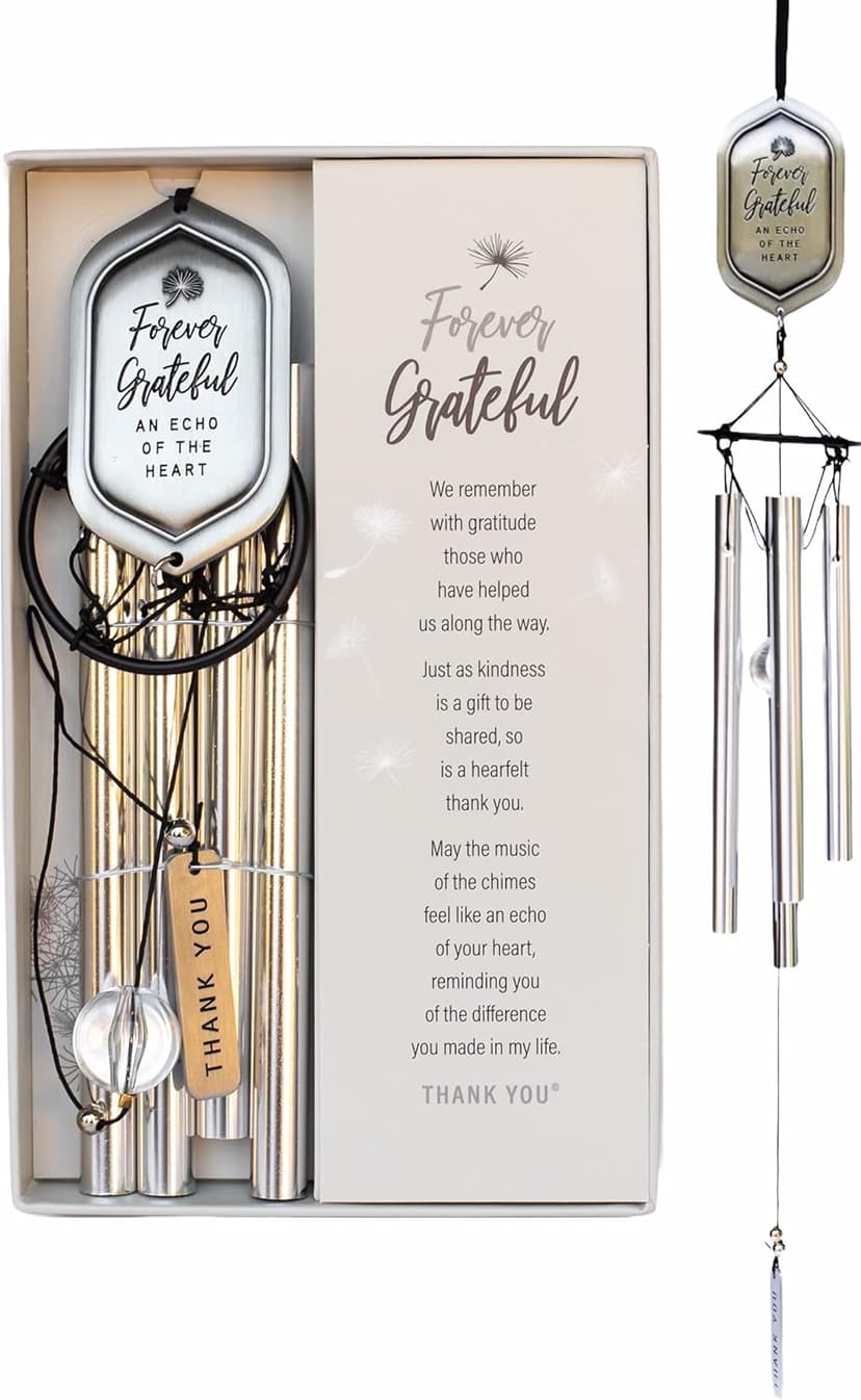 Forever Grateful Wind Chime with Engraved Thank You Message - Unique Gift of Gratitude/Appreciation Gift/Thank You Gift for Special Friend/Family/Coworkers/Teachers/Mentor
