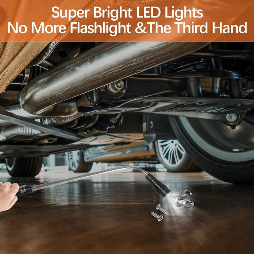 Magnetic Flashlight Gifts for Men Stocking Stuffers for Men Adults Pickup Tool Cool Extendable Magnet Telescoping Gadgets Christmas Birthday for Dad Him Husband Boyfriend Grandpa Handyman Mechanics