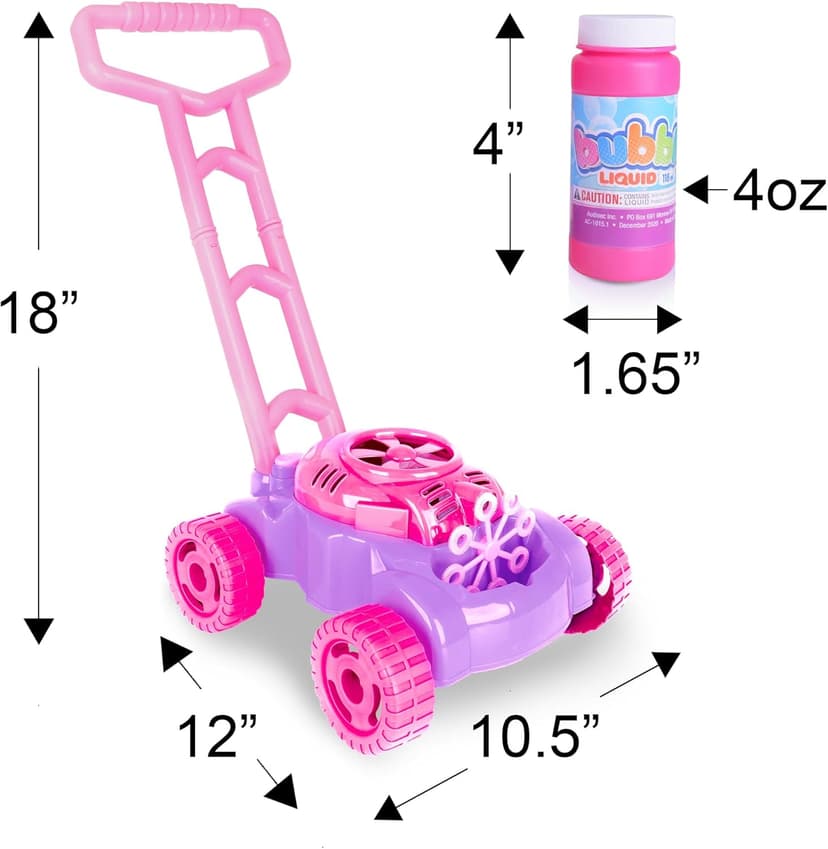 ArtCreativity Bubble Lawn Mower for Toddlers 1-3, Kids Bubble Machine for 1-Year-Old Girl Gifts, Summer Outdoor Push Gardening Toys for Kids Age 1 2 3+ Birthday Gifts for Preschool Girls