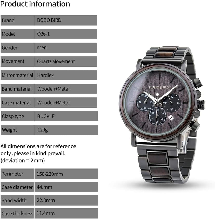 2win Engraved Wooden Watch for Boyfriend My Man Fiancé Husband Customized Personalized Wood Watches for Men Birthday Anniversary Personalized Watch