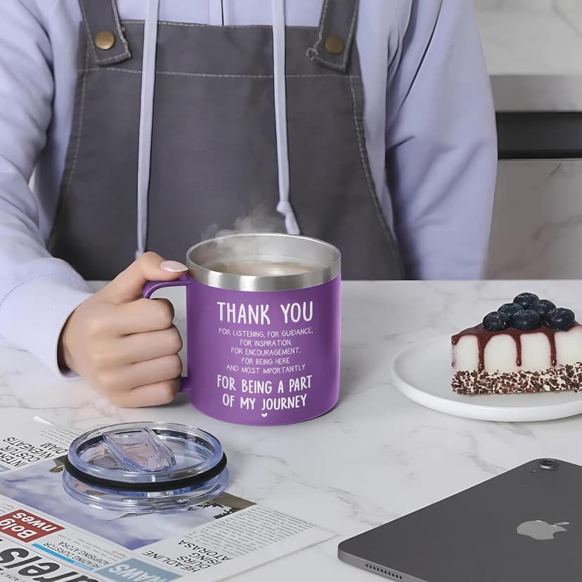 Gossby 14oz Insulated Coffee Tumbler Mug - Thank You for Listening - Thank You, Appreciation, Birthday Gift for Women, Men, Teacher, Boss, Coworker, Friend - Travel Cup with Lid, Straw