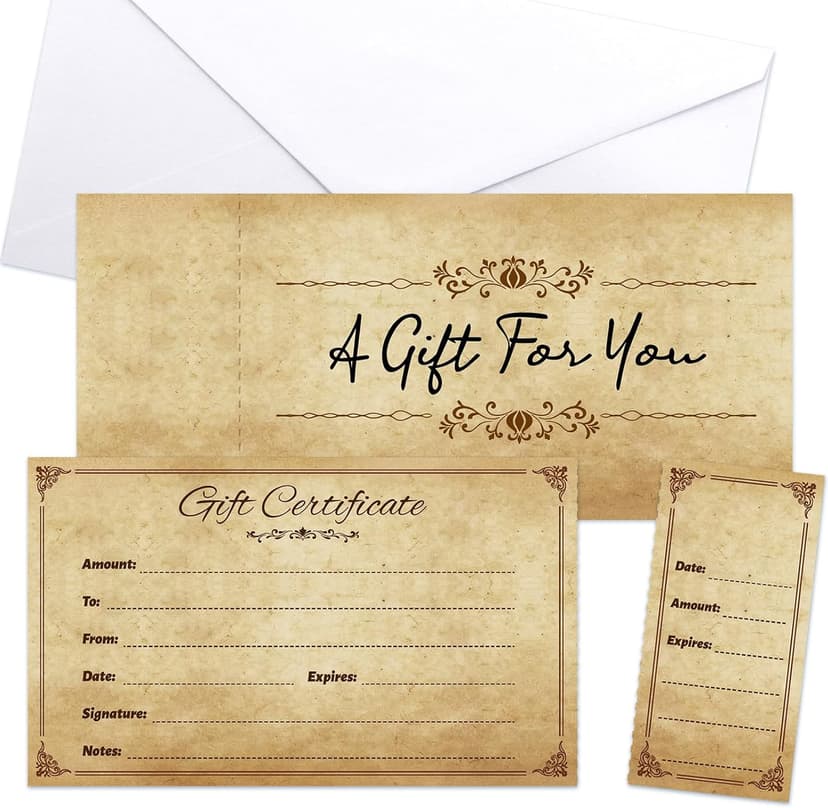 Fancy Land Gift Certificates for Business Christmas Blank Gift Card Certificate with Envelopes for Spa Salon Restaurant Custom Vouchers Supplies 25Pcs