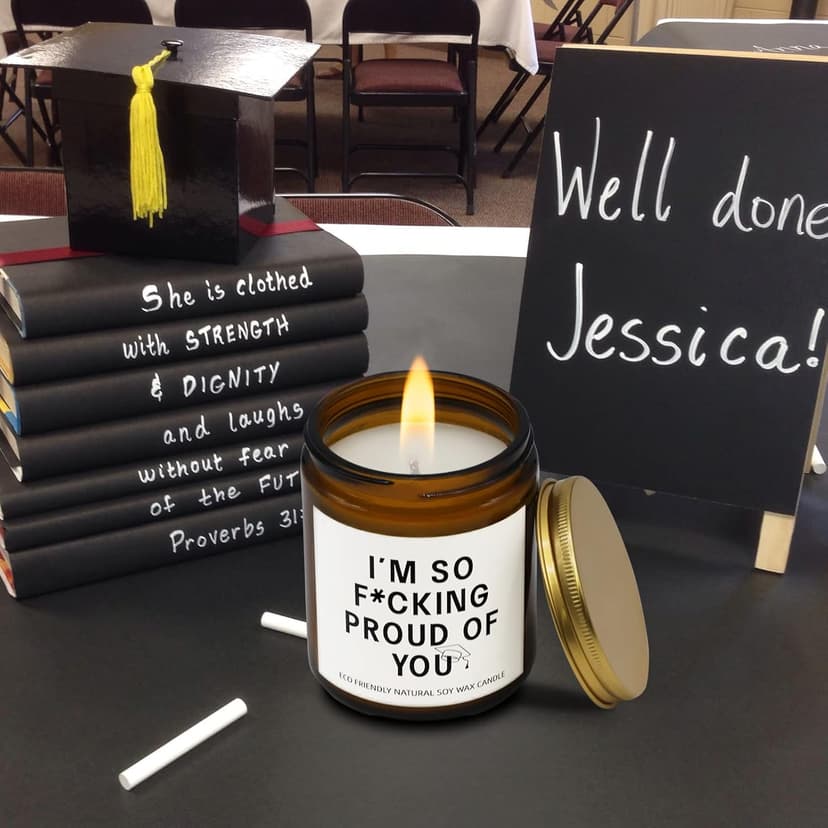 Funny Graduation Gift for Her/Him, So Proud of You Graduation Candle for Party Decorations, Gardenia Scented Candle High School College Grad Gift