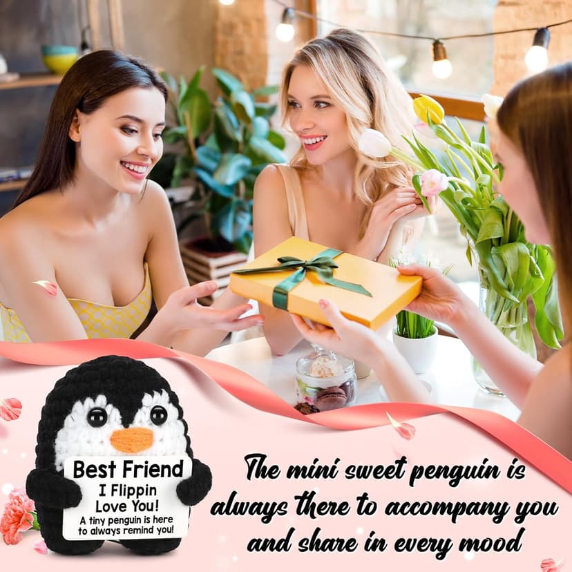 Best Friend Friendship Gifts for Women Birthday Christmas, Handmade Crochet Penguin Present for Best Friend, Funny for Birthday Christmas, Women Girl Friend Gifts Emotional