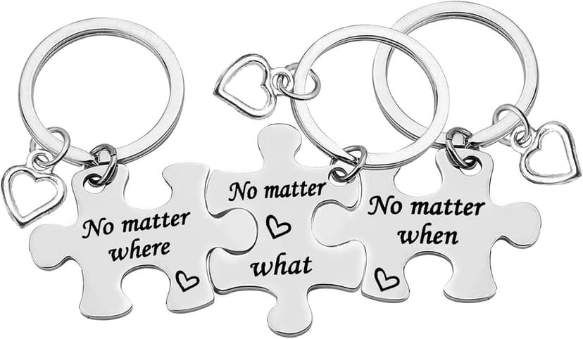 Ciyumu Best Friend Keychain Set Sisters Brothers Keychain No Matter Where What When Puzzle Keychains Set of 3 Long Distance Relationship Gifts Friendship Gifts for Family Teens Birthday Graduation Gift