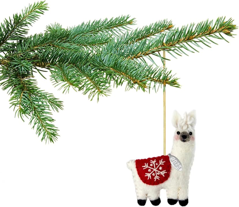 Llama Christmas Ornaments 2025, Felt Christmas Ornaments, Lama Gifts for Women, Fair Trade, Hand Made in Nepal - Comes in a Gift Bag