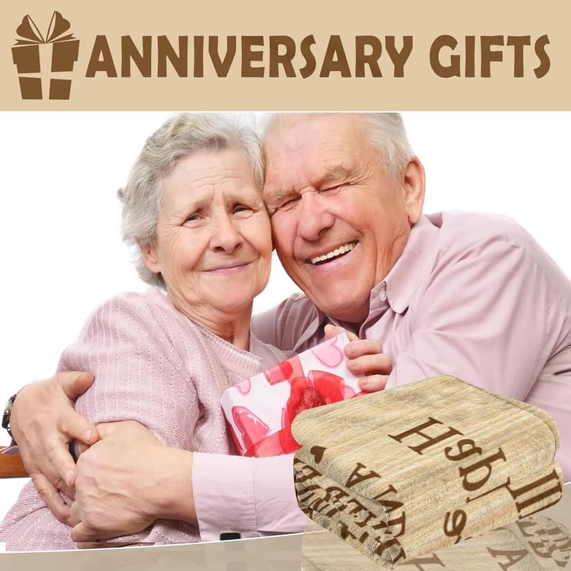 Wedding Anniversary Blanket Gifts for Men Women Him Her Wife Husband, Romantic Anniversary Marriage Gift for Couple Parents Girlfriend Boyfriend, Happy Anniversary Decorations Blanket 60"X50"