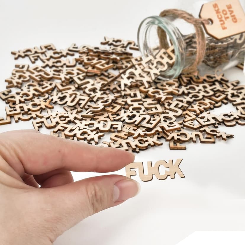 Birthday Gag Gifts for Women Men Adults Her Him, Jar of Wooden Cutout Letter Piece (5oz) - White Elephant Gifts for Friend Coworker Funny Presents Ideas for Christmas Valentines Anniversary Retirement