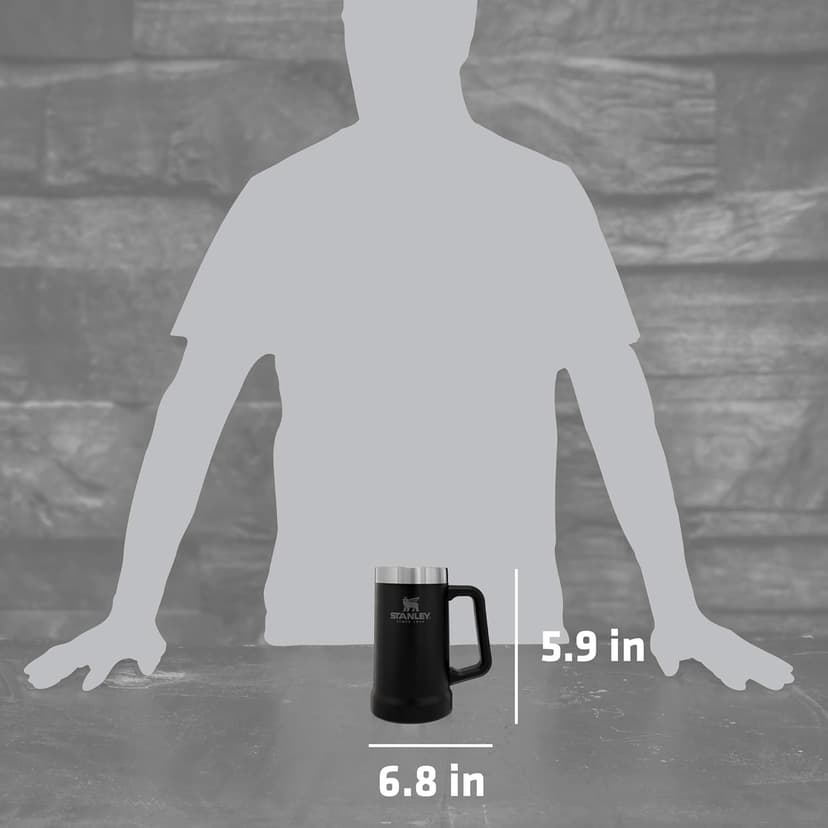 Stanley Stay-Chill Beer Stein 24 oz | Heavy Duty Big Grip Handle | Beer Tumbler Drink Cup, Holds 2 Cans | Insulated Stainless Steel Party Mug | BPA-Free | Matte Black